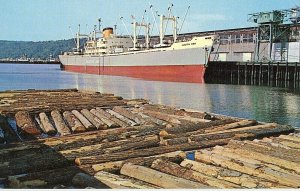 Postcard View of Vessel and Logs at Puget Sound in Washington.     Z9