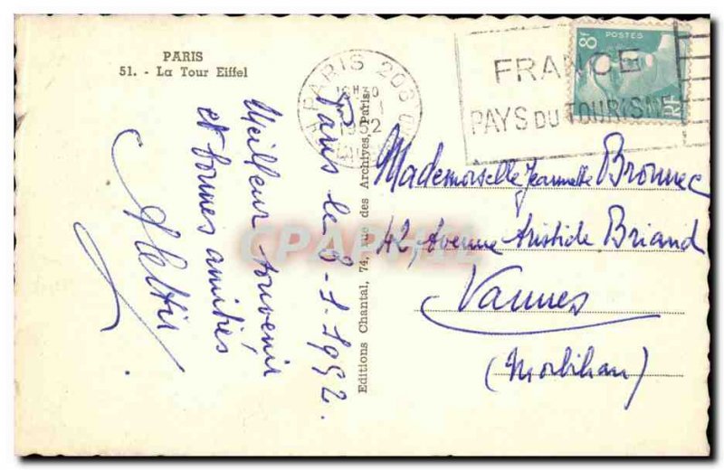 Old Tower Postcard Paris Eiffel Tower