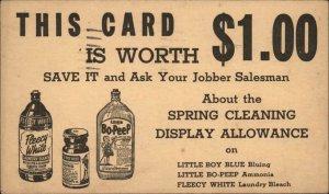 Des Moines IA Jobber Fleecy White Laundry Bleach Ad Vintage Postal Card PC