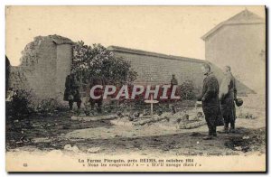 Old Postcard militaria Pierquin farm near Reims We will avenge!