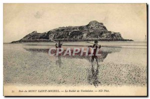 Old Postcard Bay of Mont Saint Michel Le Rocher Tombelaine Fishermen Fishing