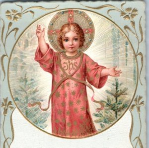 1870s-80s Religious Art Nouveau Trade Card Holy Child Poem F140