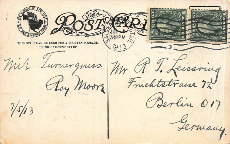 The Floaters, Great Salt Lake, Utah, Early Postcard, Used in 1913