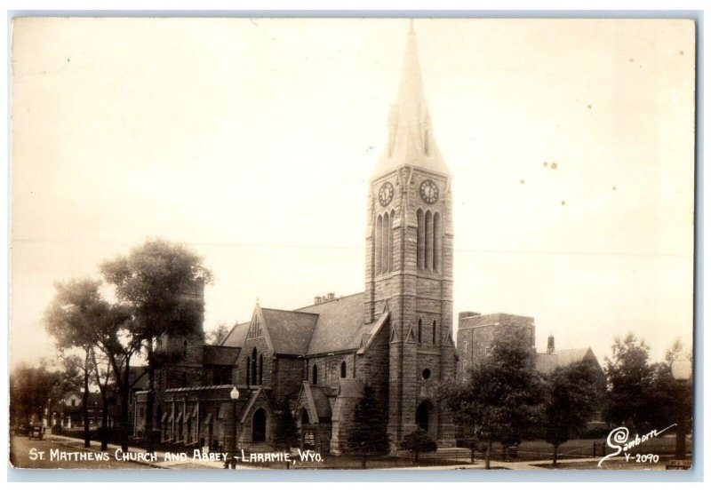 1946 St. Matthews Church And Abbey Laramie Wyoming WY RPPC Photo Postcard