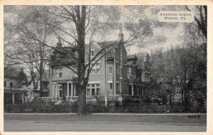 Warren Pennsylvania American Legion Street View Antique Postcard K60361