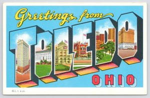 Toledo Ohio~Views Throughout City~1950s Large Letter Postcard