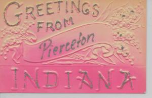 Pierceton Indiana Greetings From embossed glittered antique pc Z18207