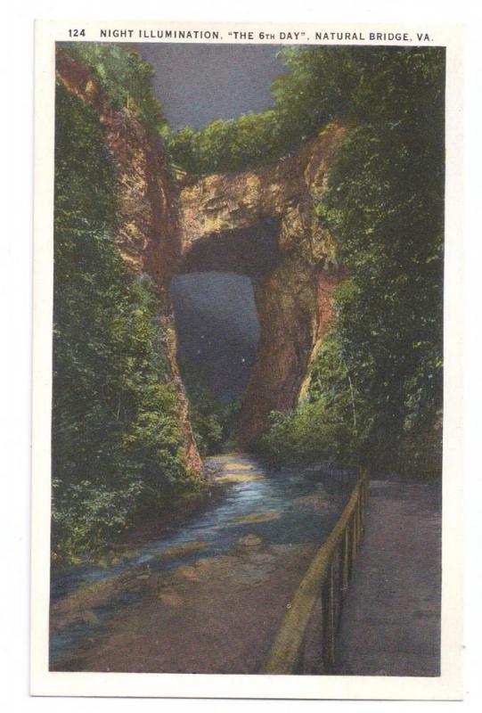 Natural Bridge Virginia Night Illumination VA Postcard