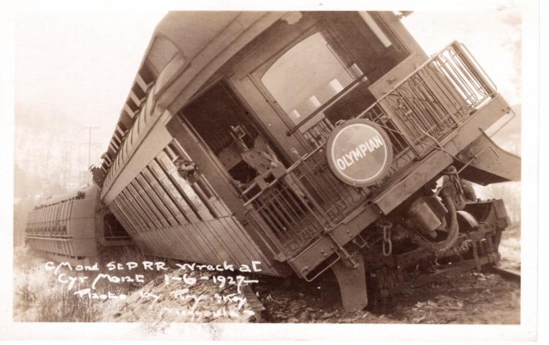 TRAIN WRECK AT CYR, MONTANA, 1927.