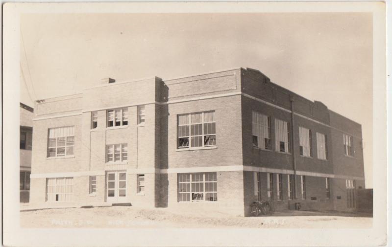 South Dakota SD Real Photo RPPC Postcard 1944 FAITH High School Building 