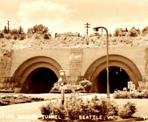 RPPC Floating Bridge Tunnel Seattle, Washington real photo postcard VI A.2.