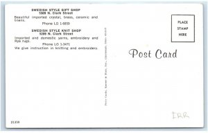 CHICAGO, IL Illinois~ Advertising~ SWEDISH STYLE KNIT/GIFT SHOPS c1960s Postcard 