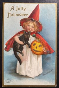 Mint Usa Picture Postcard Cover Little Witch A Jolly Halloween