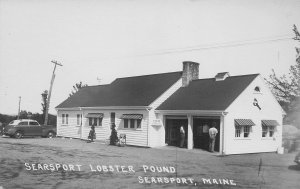 Searsport ME Searsport Lobster pound Old Car, Real Photo Postcard