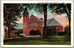 1939 Billings Library Burlington Vermont Huge Grounds & Building Posted Postcard