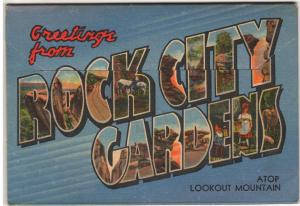 LOOKOUT MOUNTAIN TENNESSEE ROCK CITY GARDENS 1951 SOUVENIR POSTCARD FOLDER (3)