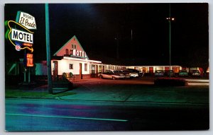 Eugene Oregon~Boon's El Prado Motel~Neon Night Lights~Roadside US 99~1950s Cars