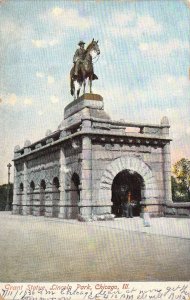 Civil War, c.'07,Grant Statue, Lincoln Park, Chicago, IL,Old Postcard