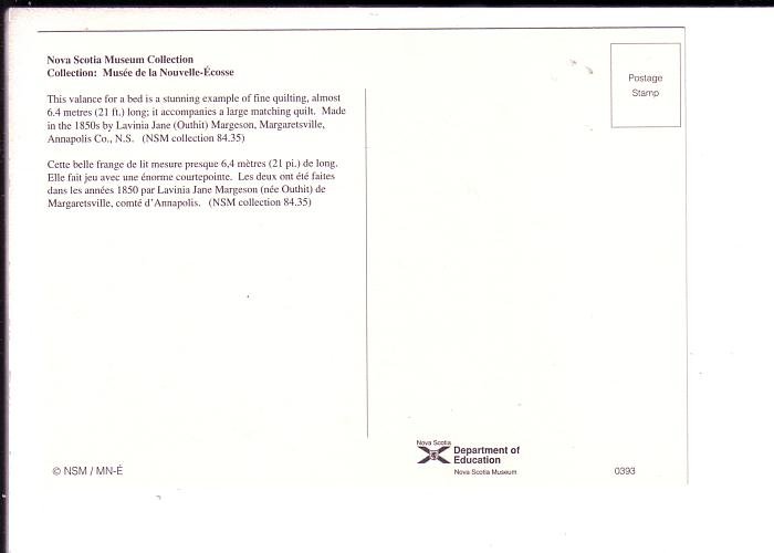 Quilting, Valance of Bed, Nova Scotia Museum, Halifax,