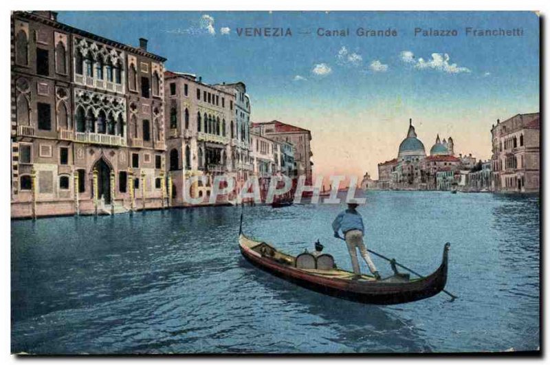 Old Postcard Venice Canal Grande Palazzo Franchetti