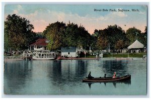 c1910 Scenic View River Side Park Saginaw Michigan MI Vintage Antique Postcard