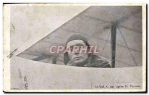 Old Postcard Jet Aviation Renaux on Farman biplane