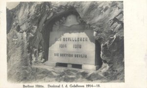 Mountaineering Austria Berliner Hutte WWI memorial 1925 photo postcard