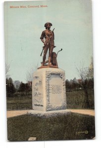 Concord Massachusetts MA Postcard 1907-1915 Minute Man Statue