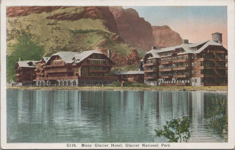 Postcard Many Glacier Hotel Glacier Ntl Park Montana MT