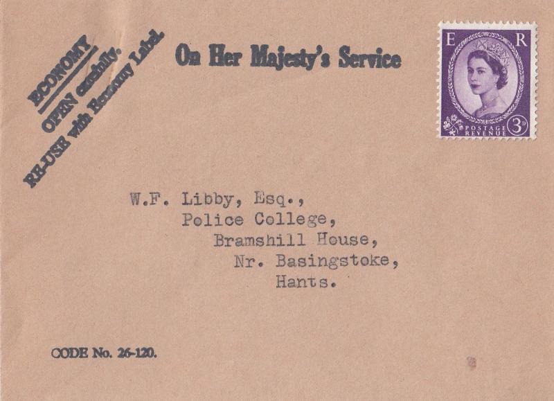 On Her Majestys Service Economy 1950s Cover Envelope