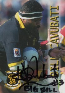 Bill Cavubati Taranaki Fiji Rugby New Zealand Hand Signed Card Photo