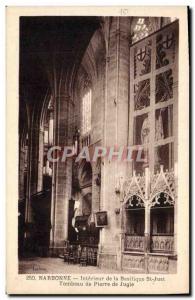 Old Postcard Narbonne Interior of the Basilica of St Just Tomb Stone Jugie