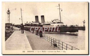 Old Postcard Dieppe boat Ship entering the port La Malle