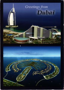 PC CPA U.A.E. DUBAI BURJ AL ARAB JUMEIRAH PALM ISL REAL PHOTO POSTCARD (b16374)