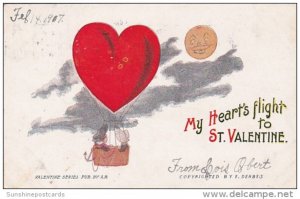 Valentine's Day My Heart's Flight Heart Shaped Hot Air Balloon 1907