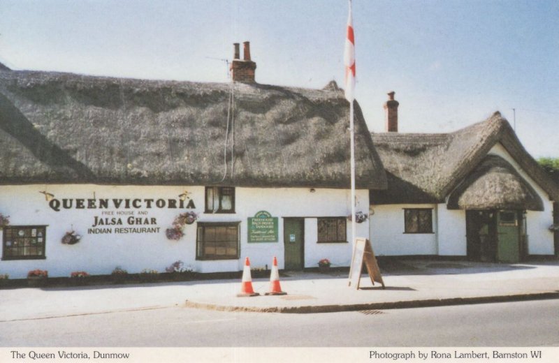The Queen Victoria Pub Great Dunmow Essex Indian Restaurant Postcard