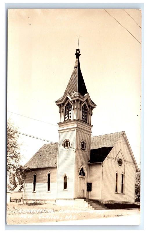 Postcard Evangelical Church, New Glarus, Wisconsin WI RPPC H16