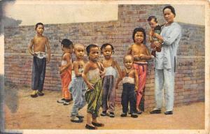 Peking China Children Natives On Street Antique Postcard K98103