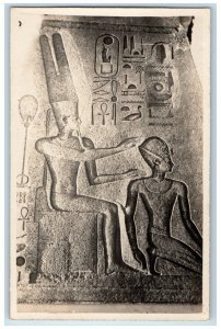 c1920's God Amun Ra Blessing Queen Hatshepsut Karnak Egypt RPPC Postcard