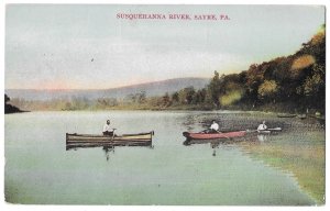 Susquehanna River, Sayre, Pennsylvania Unused, Divided Back Postcard, Boats