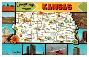 Postcard Map KS - Kansas State Mapcard - tourist spots pictures