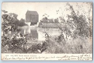 Rock Island Arsenal Illinois IL Postcard Old Mill Trees Scenic View 1907 Antique