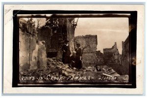 France Postcard RPPC Photo Ruins In Crout US Navy Sailor WWI c1910's Antique