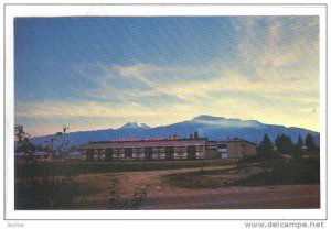 Columbia Motor Inn at sunset, Revelstoke, British Columbia, Canada, 40-60s