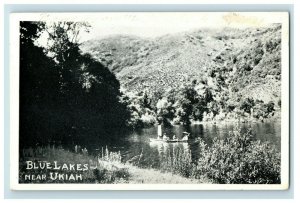 c.1920 People Boating Blue Lakes Ukiah, CA. Postcard F65 