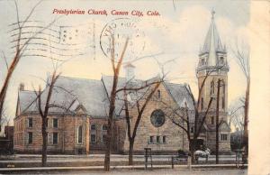 Canon City Colorado Presbyterian Church Street View Antique Postcard K56734
