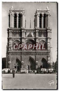 Old Postcard Paris and Its Wonders Facade of Notre Dame Cathedral