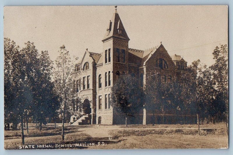 Madison South Dakota SD Postcard RPPC Photo State Normal School Campus Building