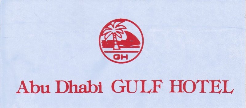 Abu Dhabi Gulf Hotel Blue Vintage Luggage Label sk3584