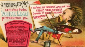 1880's Armstrong & M'Kelvy White Lead Paint Artist Linseed Oil Trade Card F96